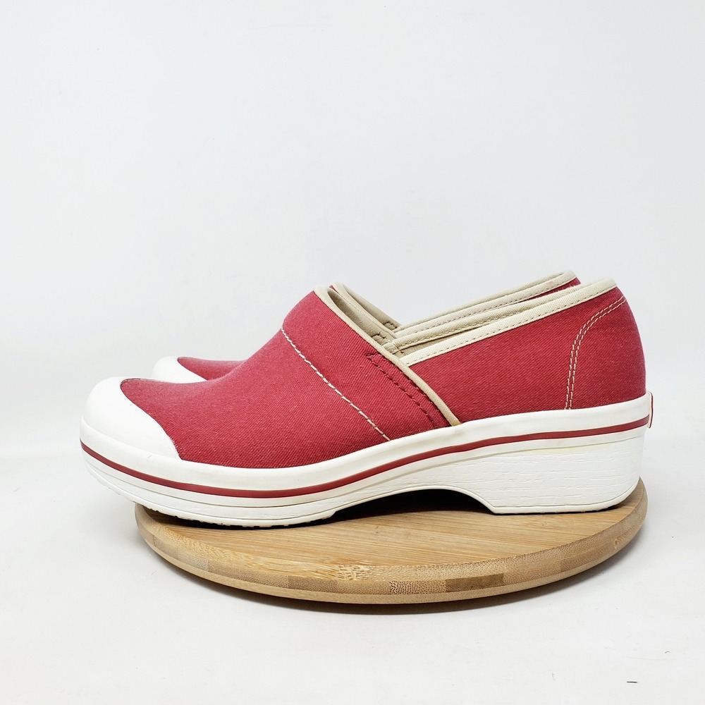 Dansko Vegan Clogs Womens 39 Red White Chunky Slip On Sneaker Shoes